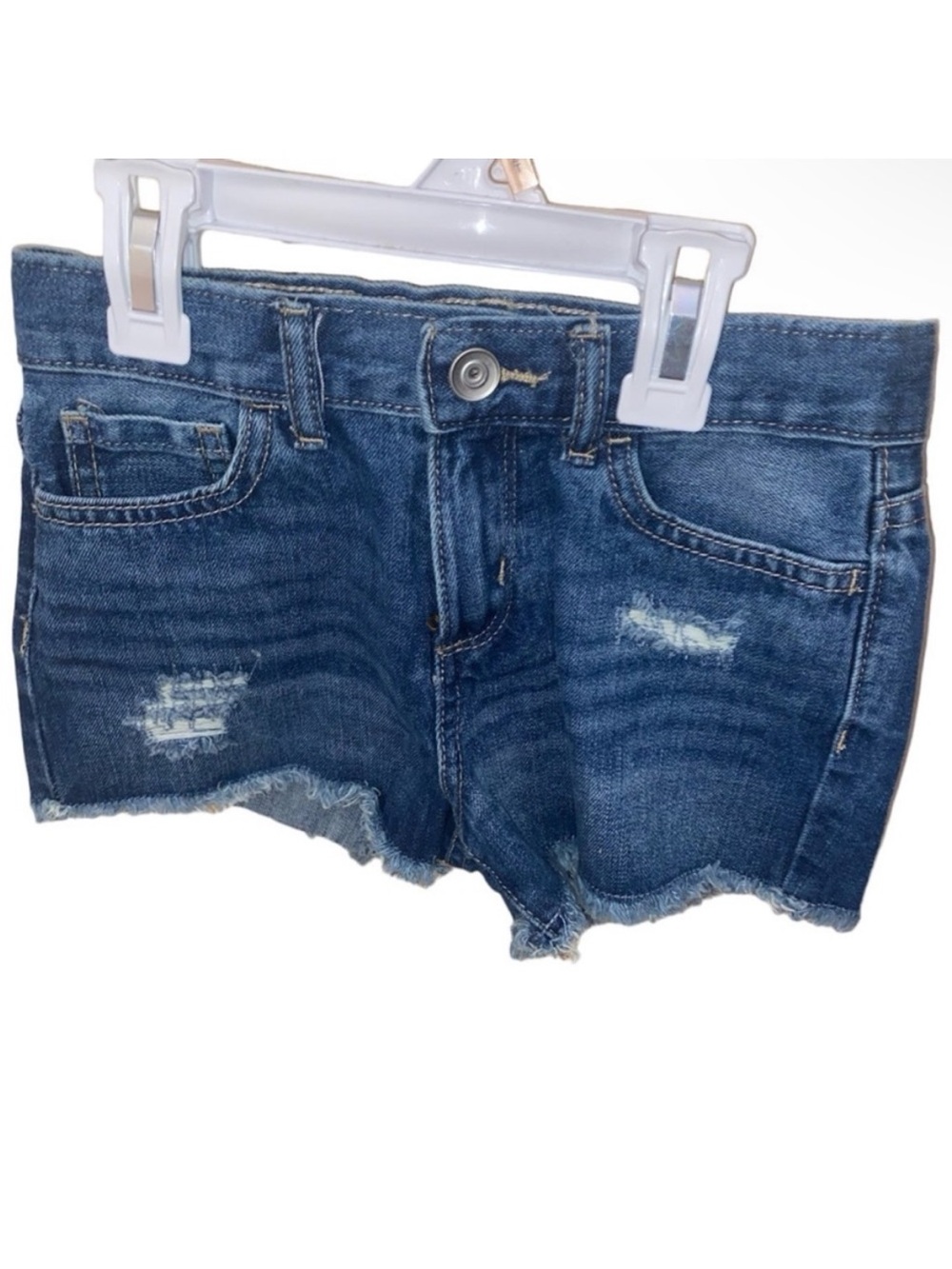 Old Navy Girls Distressed Denim Jean Shorts Adjustable Waist Size 6